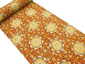 アンティーク　華紋に更紗模様織り出し　名古屋帯地反物